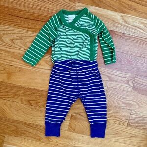 Hanna Andersson Wiggle Set Blue & Green - Size 70cm (6-12mo) - Striped